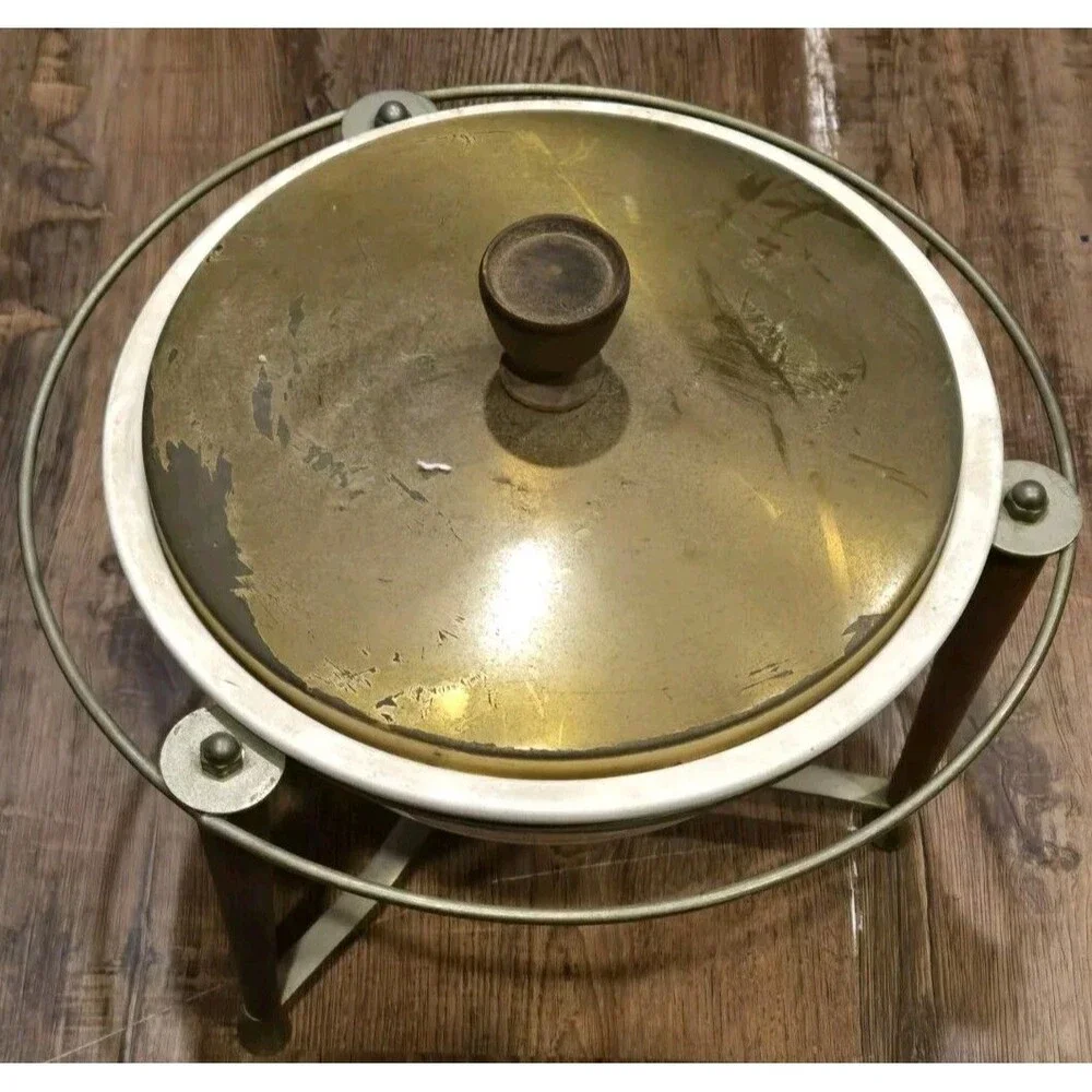 Fiestaware Kitchen Kraft Vintage Ovenserve Ivory Bowl  In Warming Chafing Stand